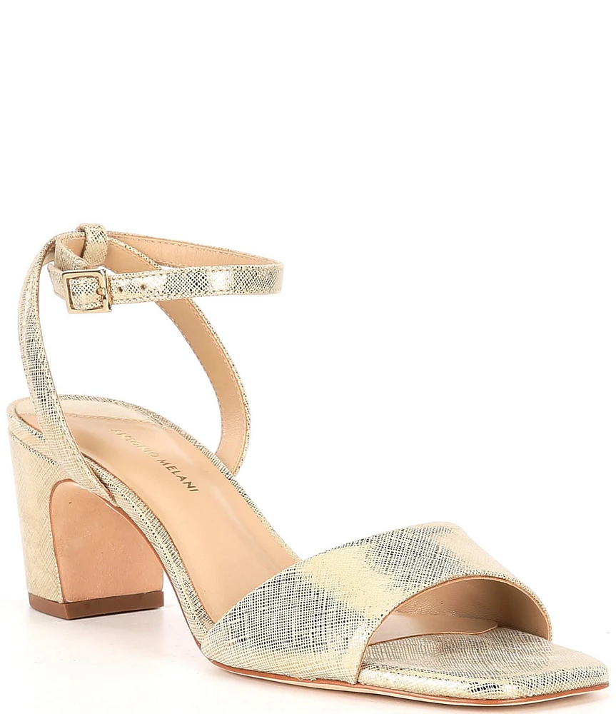 Antonio Melani Arla Metallic Leather Ankle Strap Dress Sandals