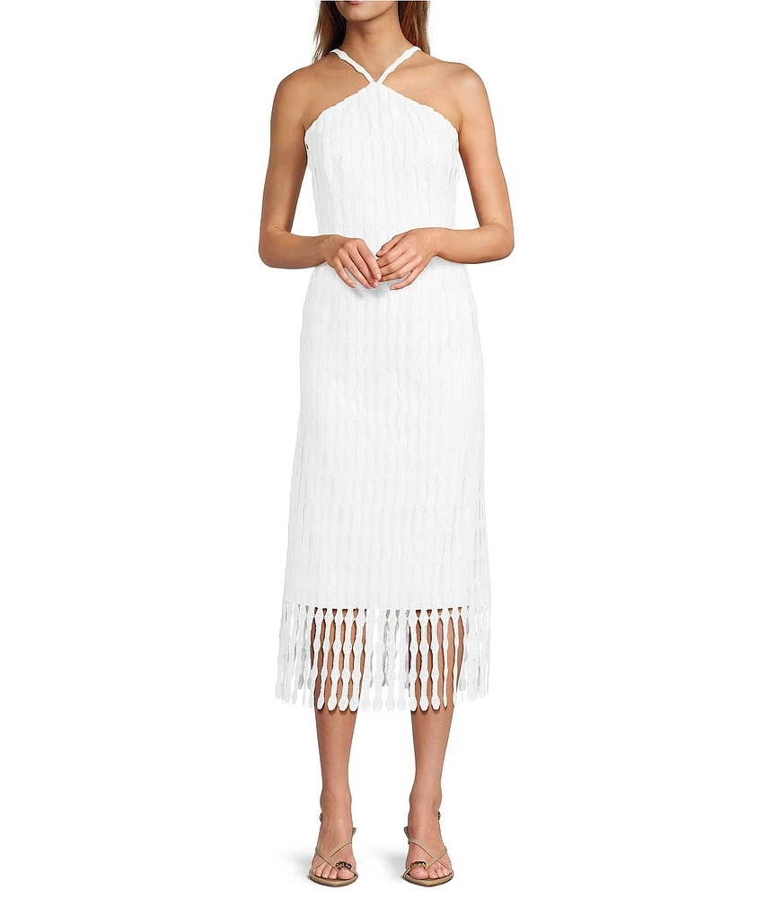 Antonio Melani Asha Novelty Lace Halter Neck Sleeveless Midi Dress