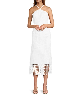 Antonio Melani Asha Novelty Lace Halter Neck Sleeveless Midi Dress