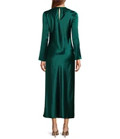 Antonio Melani Asher Satin Crew Neck Long Sleeve Maxi Dress