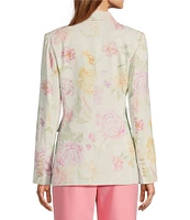 Antonio Melani Aurora Floral Linen Blend Notch Lapel Long Sleeve Jacket