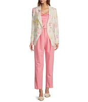 Antonio Melani Aurora Floral Linen Blend Notch Lapel Long Sleeve Jacket