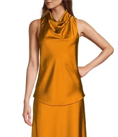 Antonio Melani Bailey Halter Neck Drapey Satin Sleeveless Blouse