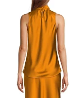 Antonio Melani Bailey Halter Neck Drapey Satin Sleeveless Blouse