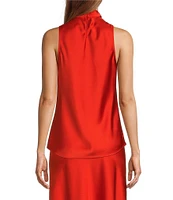 Antonio Melani Bailey Halter Neck Drapey Satin Sleeveless Blouse