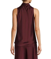 Antonio Melani Bailey Halter Neck Drapey Satin Sleeveless Blouse