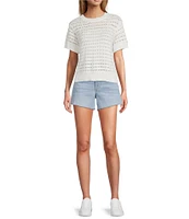 Antonio Melani Bayleigh Raw Hem Mid Rise Denim Shorts