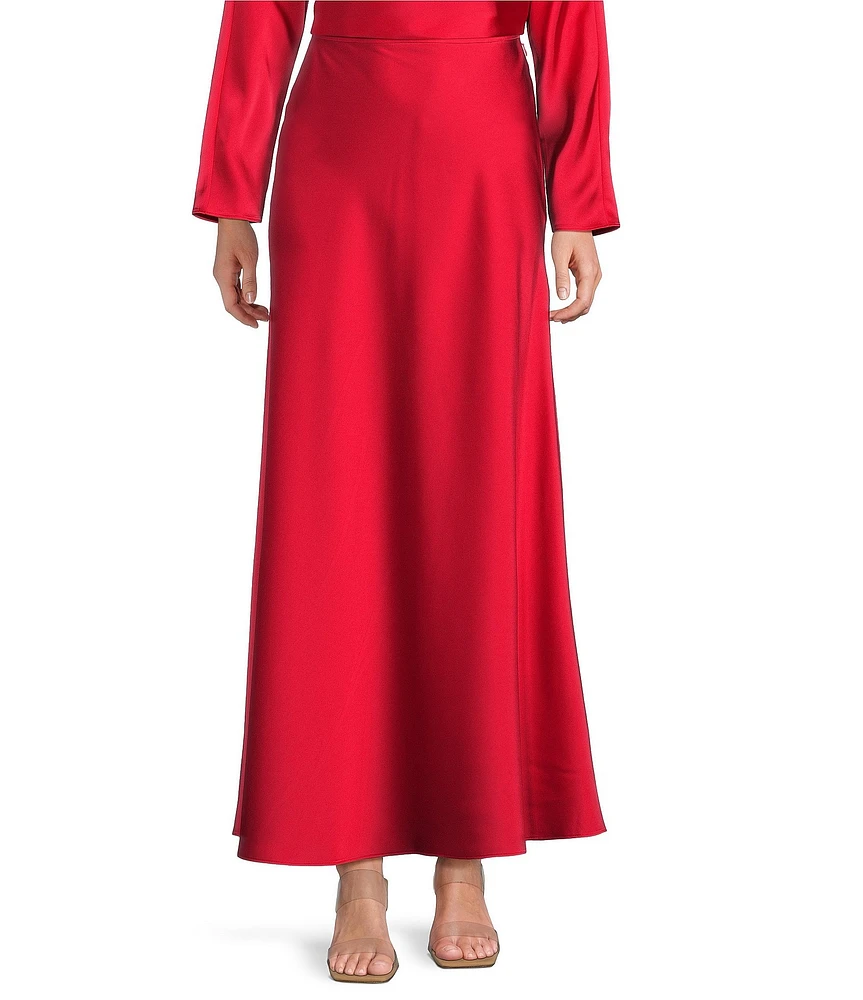 Antonio Melani Bella A-Line Satin Maxi Skirt