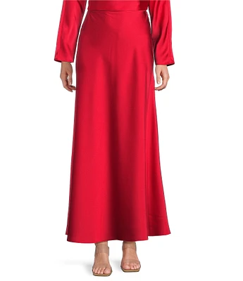 Antonio Melani Bella A-Line Satin Maxi Skirt