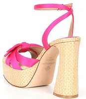 Antonio Melani Bindi Satin Bow Raffia Platform Sandals