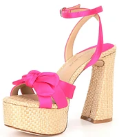 Antonio Melani Bindi Satin Bow Raffia Platform Sandals