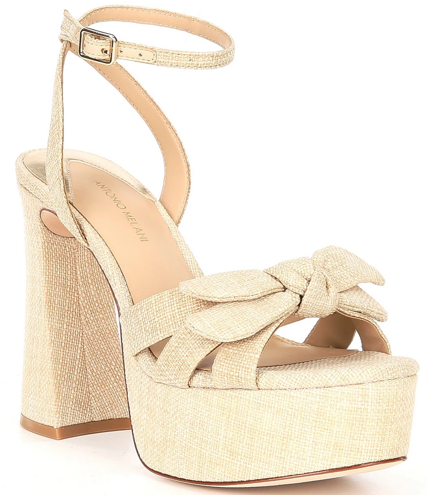 Antonio Melani Bindi Raffia Bow Platform Dress Sandals