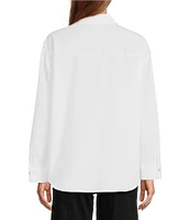 Antonio Melani Birdie 3D Rosette Cotton Poplin Point Collar Dropped Long Sleeve Button Down Blouse