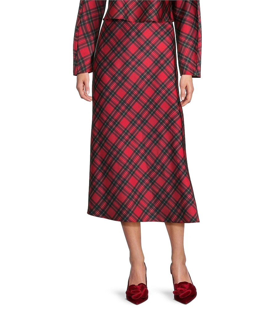 Antonio Melani Blakely Plaid Coordinating A-Line Satin Skirt