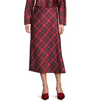 Antonio Melani Blakely Plaid Coordinating A-Line Satin Skirt