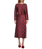 Antonio Melani Blakely Plaid Coordinating A-Line Satin Skirt