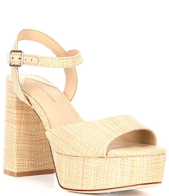 Antonio Melani Bonny Raffia Platform Block Heel Sandals