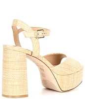 Antonio Melani Bonny Raffia Platform Block Heel Sandals