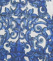 Antonio Melani Bronwyn Blue Tile Print Linen Blend Halter Neck A-Line Dress