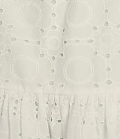 Antonio Melani Brynn Eyelet Mock Neck Button Front Long Sleeve Tie Waist Dress