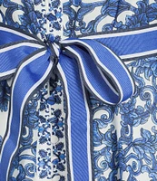 Antonio Melani Brynn Navy Scarf Print Long Sleeve Tie Waist Dress