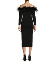 Antonio Melani Callie Feather Off-the-Shoulder Midi Dress