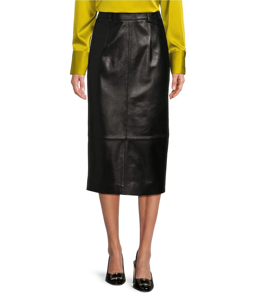 Antonio Melani Carilise Genuine Leather Pencil Midi Skirt