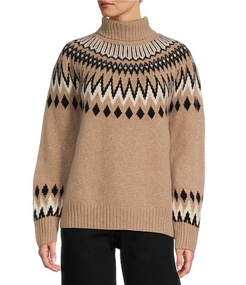 Antonio Melani Caroline Fair Isle Cashmere Turtleneck Sweater