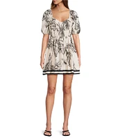 Antonio Melani Chappell Printed Toile Sweatheart Short Sleeve Dress