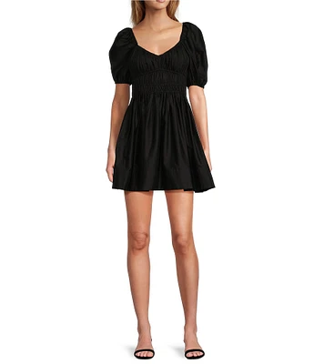Antonio Melani Chappell Sweetheart Neckline Short Puff Sleeve Smocked Dress