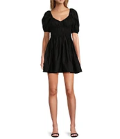 Antonio Melani Chappell Sweetheart Neckline Short Puff Sleeve Smocked Dress