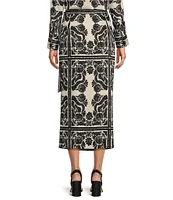 Antonio Melani Clio Printed Satin Coordinating Wrap Midi Skirt