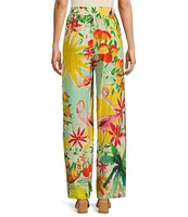Antonio Melani Collins Tropical Fruit Print Coordinating Linen Wide Leg Pants