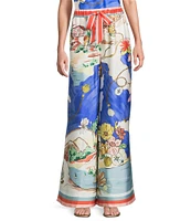 Antonio Melani Coordinating Annalise Ocean Print Satin Pants