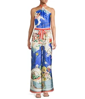 Antonio Melani Coordinating Annalise Ocean Print Satin Pants