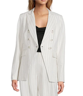 Antonio Melani Coordinating Aurora Linen Stripe Notch Lapel Set-In Sleeve Jacket