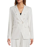 Antonio Melani Coordinating Aurora Linen Stripe Notch Lapel Set-In Sleeve Jacket