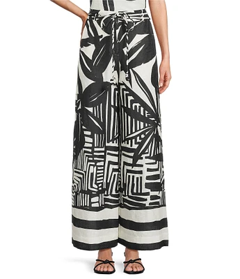 Antonio Melani Coordinating Brandy Palm Printed Linen Palazzo Pants