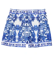 Antonio Melani Corinne Printed Cotton High Waisted Pleated Front Coordinating Shorts