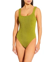 Antonio Melani Crinkle Classic Square Neck Tank One Size One Piece Swimsuit