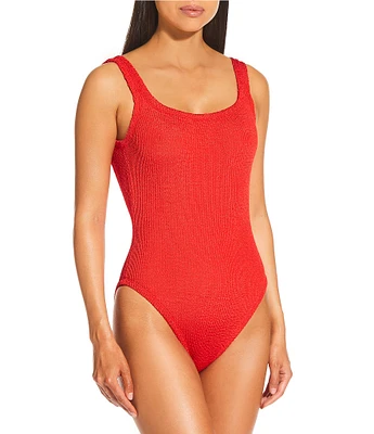 Antonio Melani Crinkle Classic Square Neck Tank One Size One Piece Swimsuit