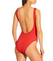 Antonio Melani Crinkle Classic Square Neck Tank One Size One Piece Swimsuit