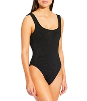 Antonio Melani Crinkle Classic Square Neck Tank One Size One Piece Swimsuit
