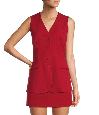 Antonio Melani Darcy V-Neck Sleeveless Coordinating Button Front Vest