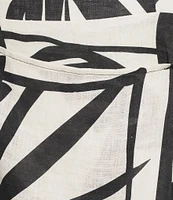 Antonio Melani Destiny Palm Printed Linen Square Neck Sleeveless Dress