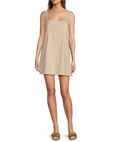 Antonio Melani Eliana Linen Square Neck Sleeveless Shift Mini Dress