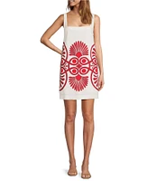 Antonio Melani Eliana Printed Linen Blend Square Neck Dress