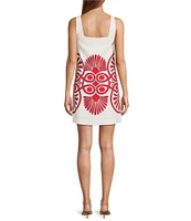 Antonio Melani Eliana Printed Linen Blend Square Neck Dress