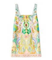 Antonio Melani Eliana Printed Linen Square Neck Sleeveless Dress