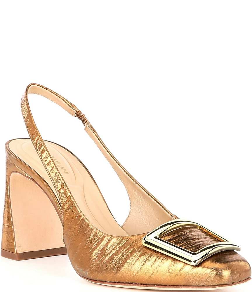 Antonio Melani Elisa Ornament Buckle Detail Leather Slingback Dress Pumps